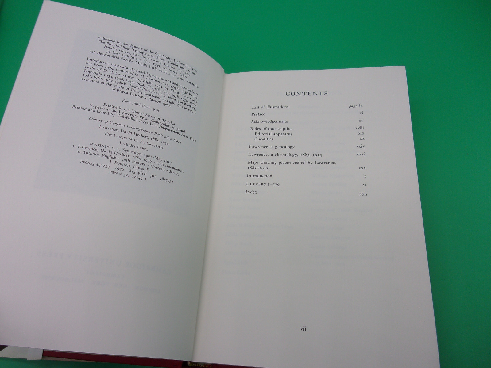 THE LETTERS OF D. H. LAWRENCE Volume 1 HC DJ – D. H. Lawrence & James T. Boulton