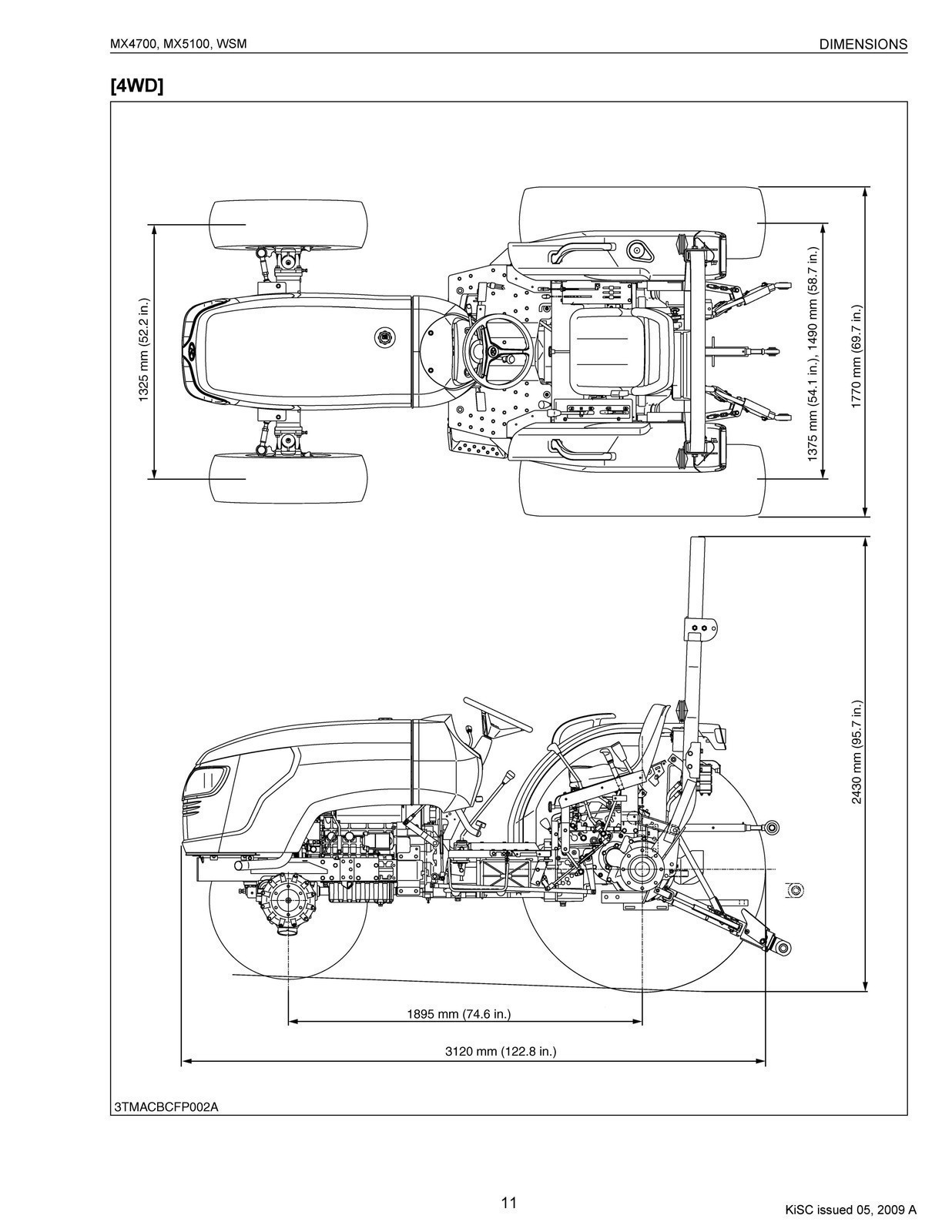KUBOTA MX4700 MX5100 TRACTOR WORKSHOP MANUAL , BINDER TOUGH COVERS, FOLDOUTS!