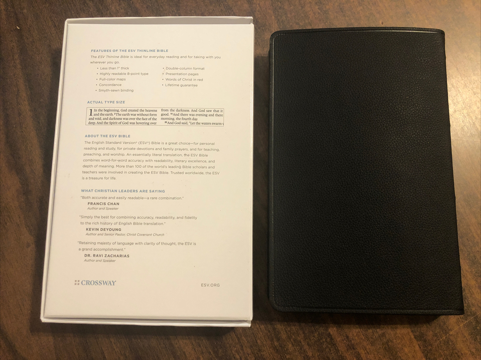 ESV Thinline Bible – $174.99 Retail – Black Top Grain Genuine Leather