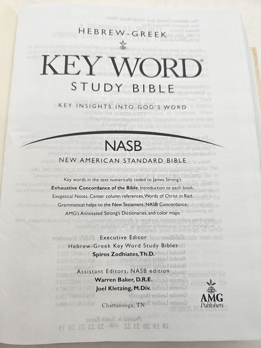 Hebrew Greek Key Word Study Bible NASB Spiro Zodhiates 2008 Hardcover