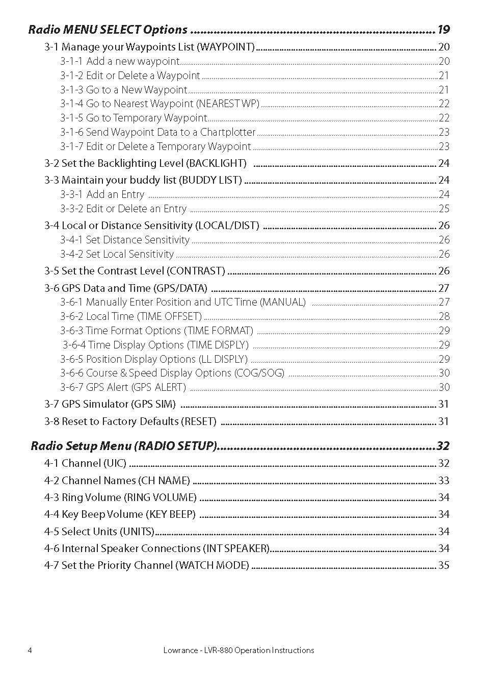 Lowrance LVR 880 VHF Radio Operator Manual Instructions: 76 Pages, Color, Coiled