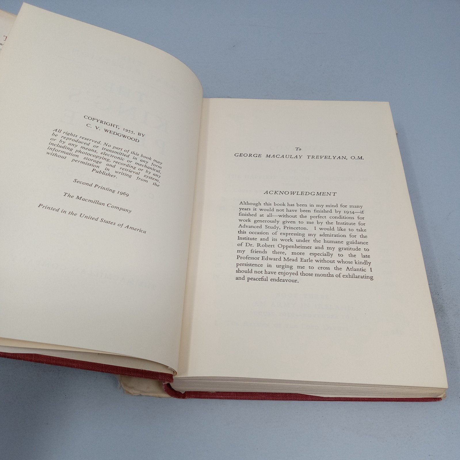 The King’s Peace, 1637–1641 The Macmillan Company 1969 Hardcover C.V. Wedgwood
