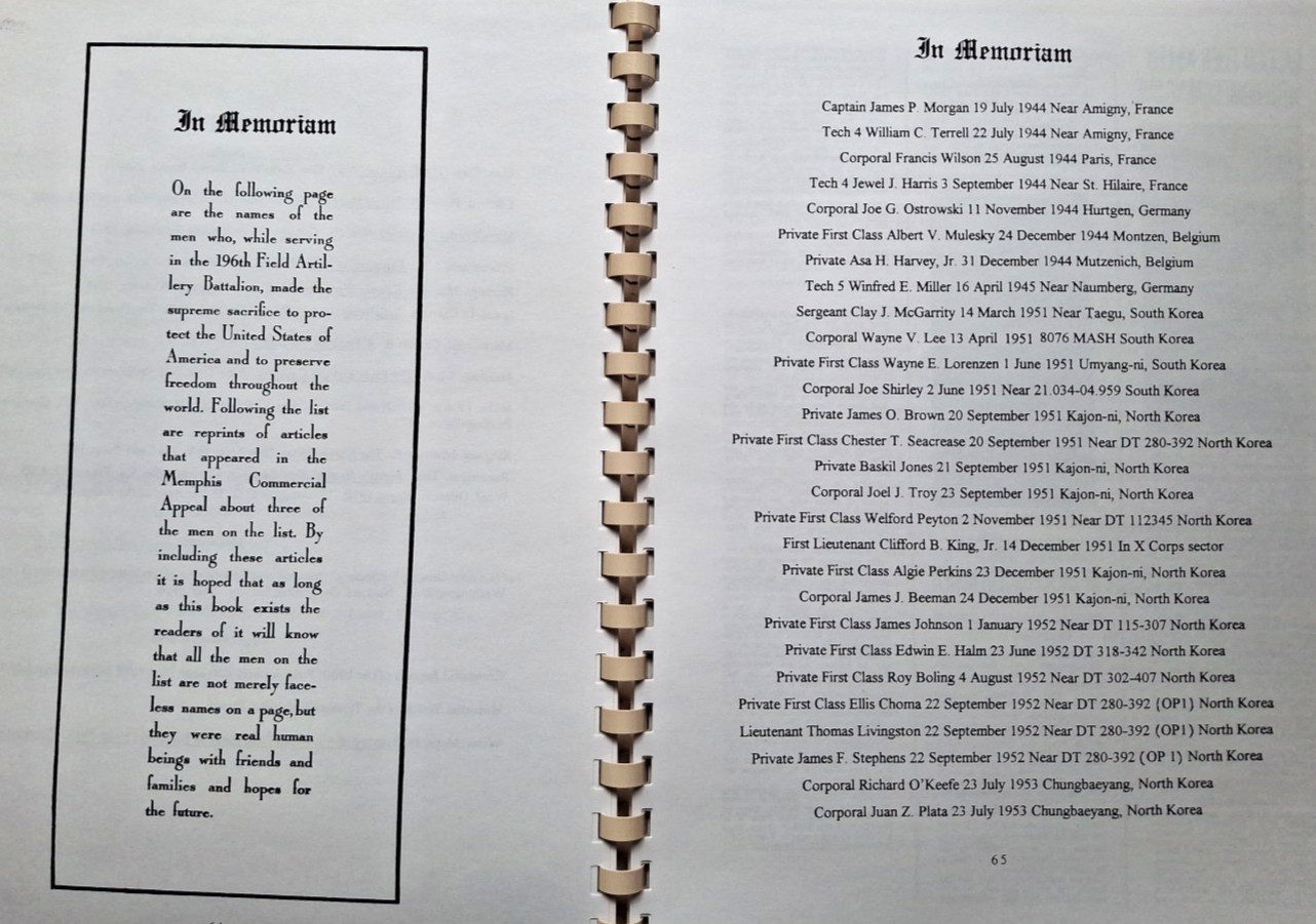 196th Field Artillery Battalion by Donald Zinngrabe 1998 Signed 2nd Ed. 84 pages