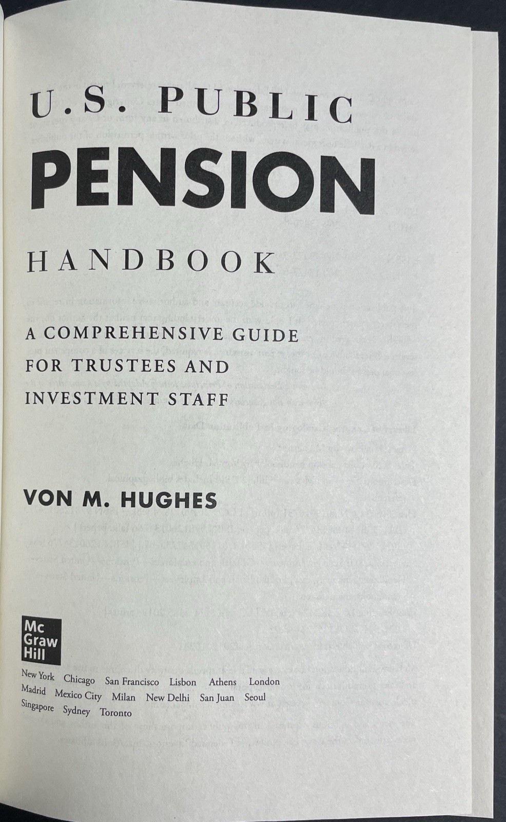US PUBLIC PENSION HANDBOOK by Von M. Hughes (2019, HCDJ) Very Good