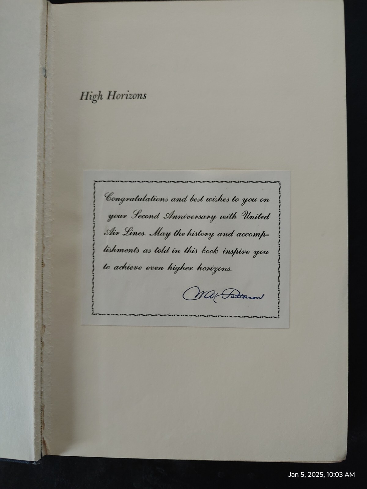 High Horizons: Daredevil Flying Postmen to Modern Magic Carpet, 276 pages, ©1962
