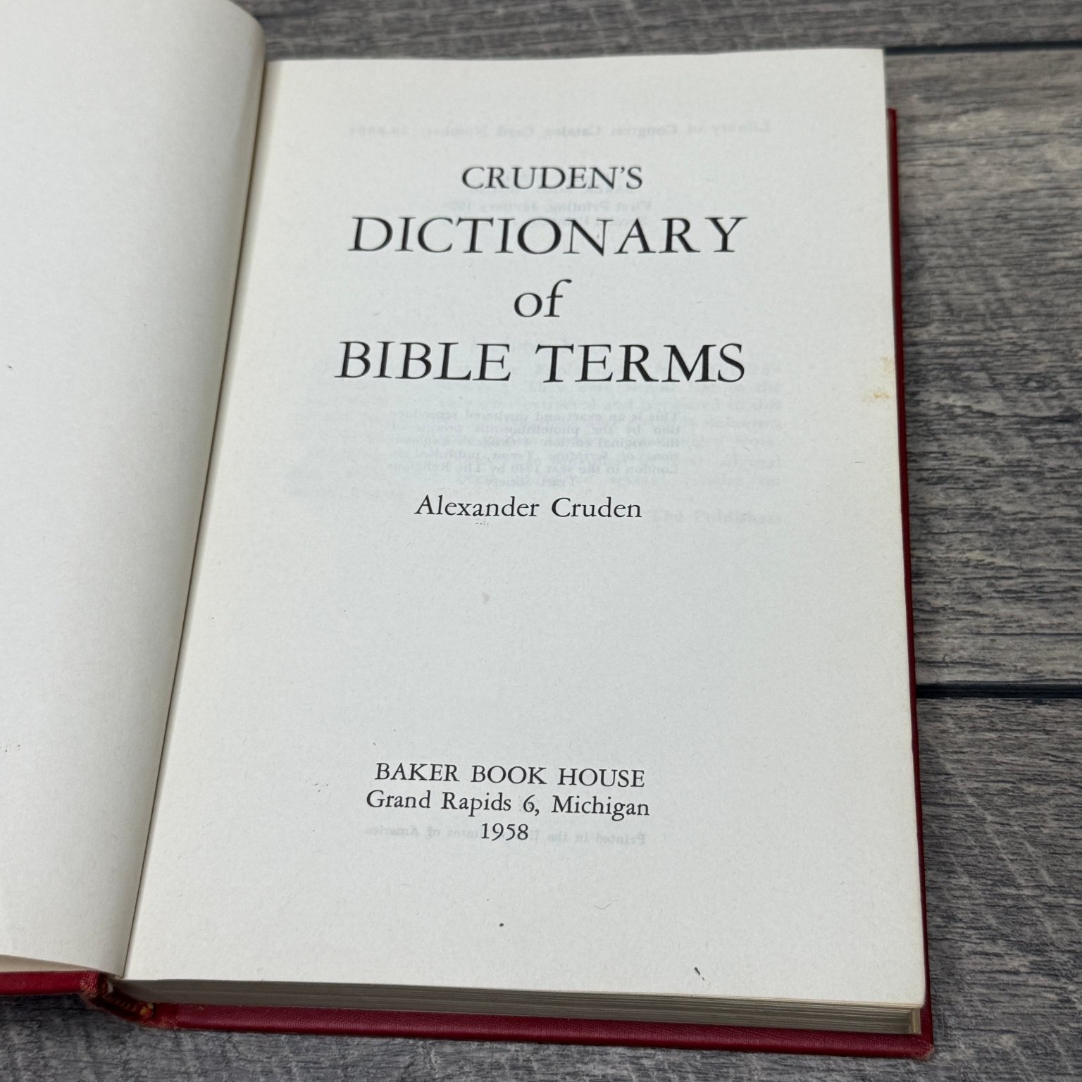 Cruden’s Dictionary of Bible Terms Alexander Cruden 1958 HC Baker Book House