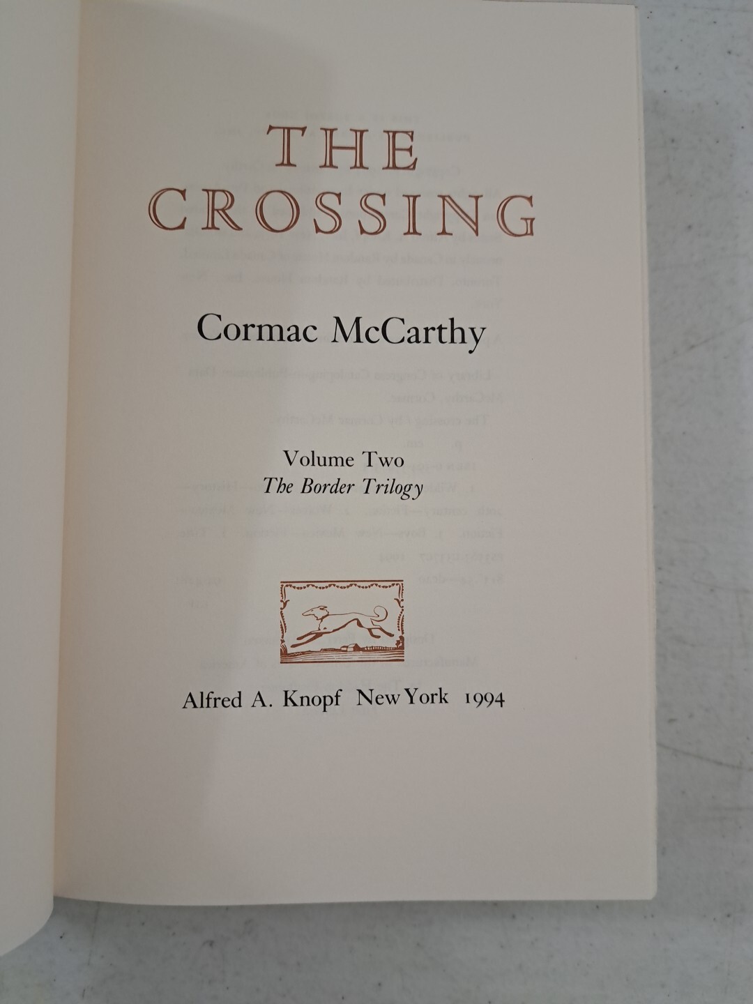 RARE 1994 First Edition HCDJ of The Crossing by Cormac McCarthy
