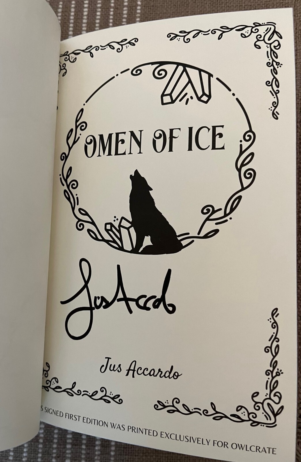 Omen of Ice by Jus Accardo Owlcrate Exclusive Signed First Edition novel, New