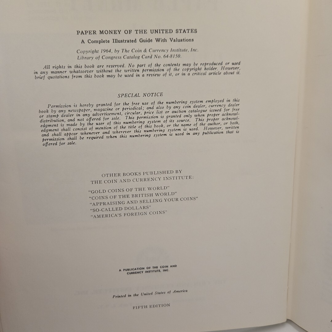 Paper Money Of The United States Robert Friedberg 1964 Fifth Ed