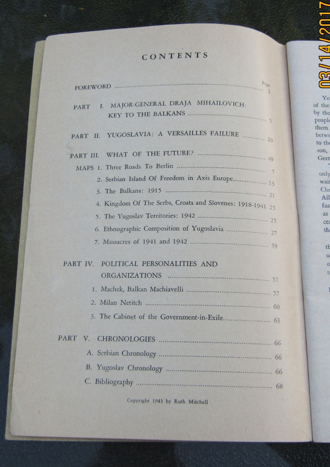 1943 Chetnik Tells The Facts About Fightning Serbs Ruth Mitchell Softbound Book