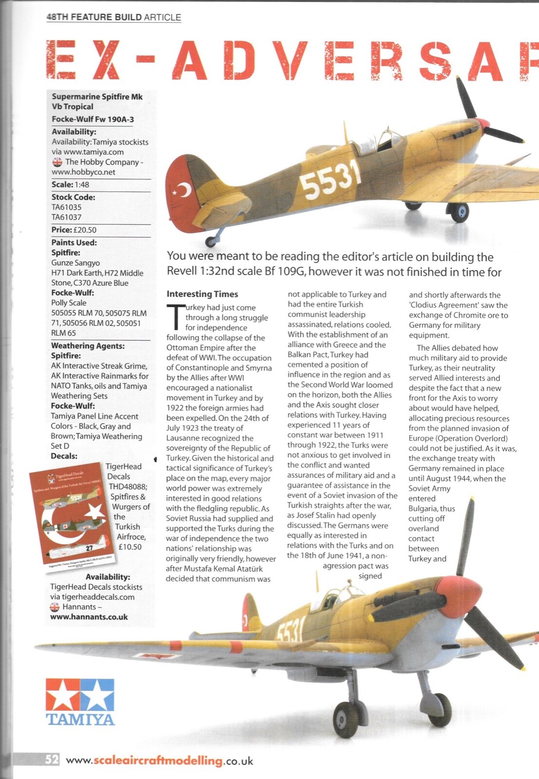 Scale Aircraft Modelling De 2013 Revell Seafire Spitfire Israeli Service Panther