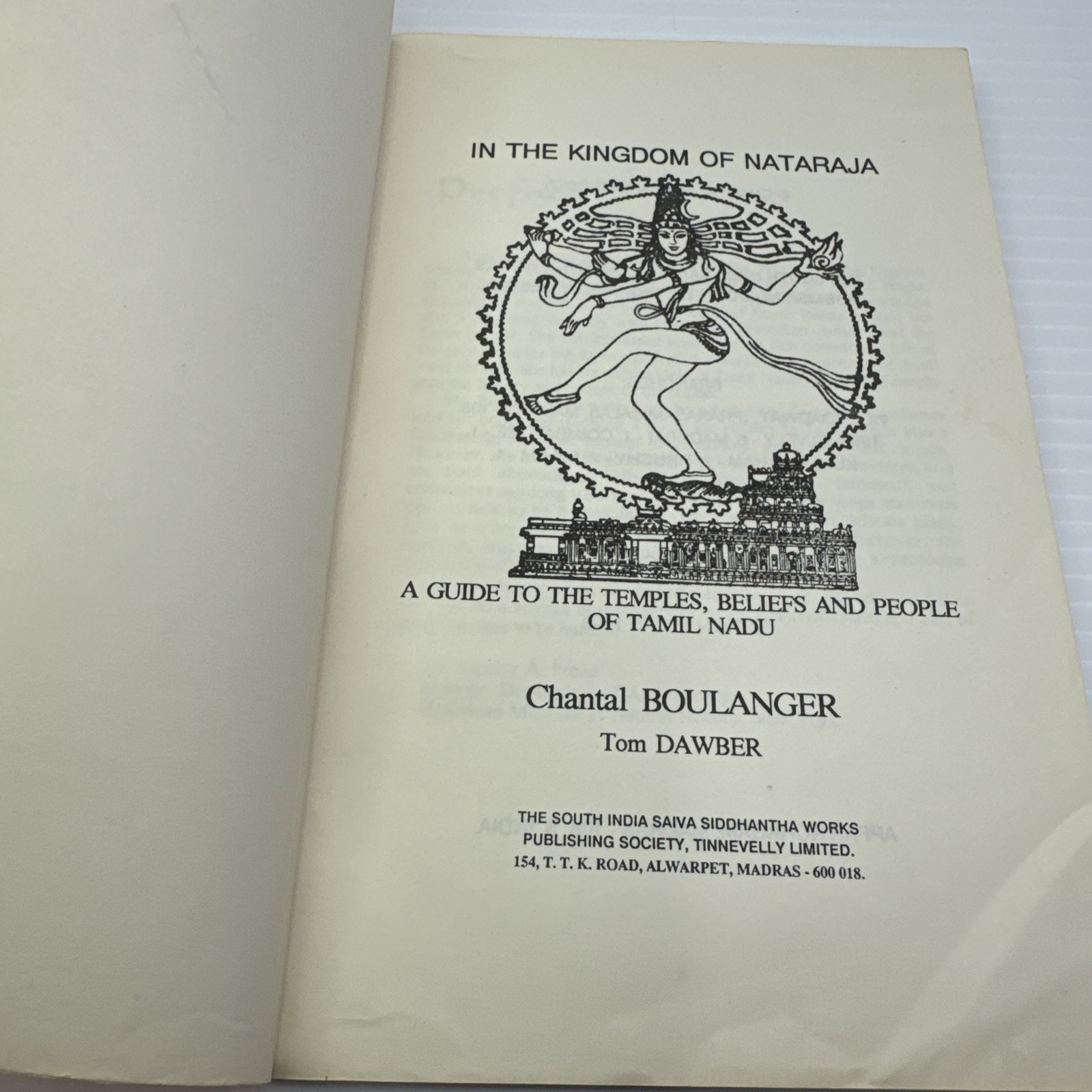 Tamil Nadu India Guide to Temples Beliefs People In the Kingdom of Nataraja 1993