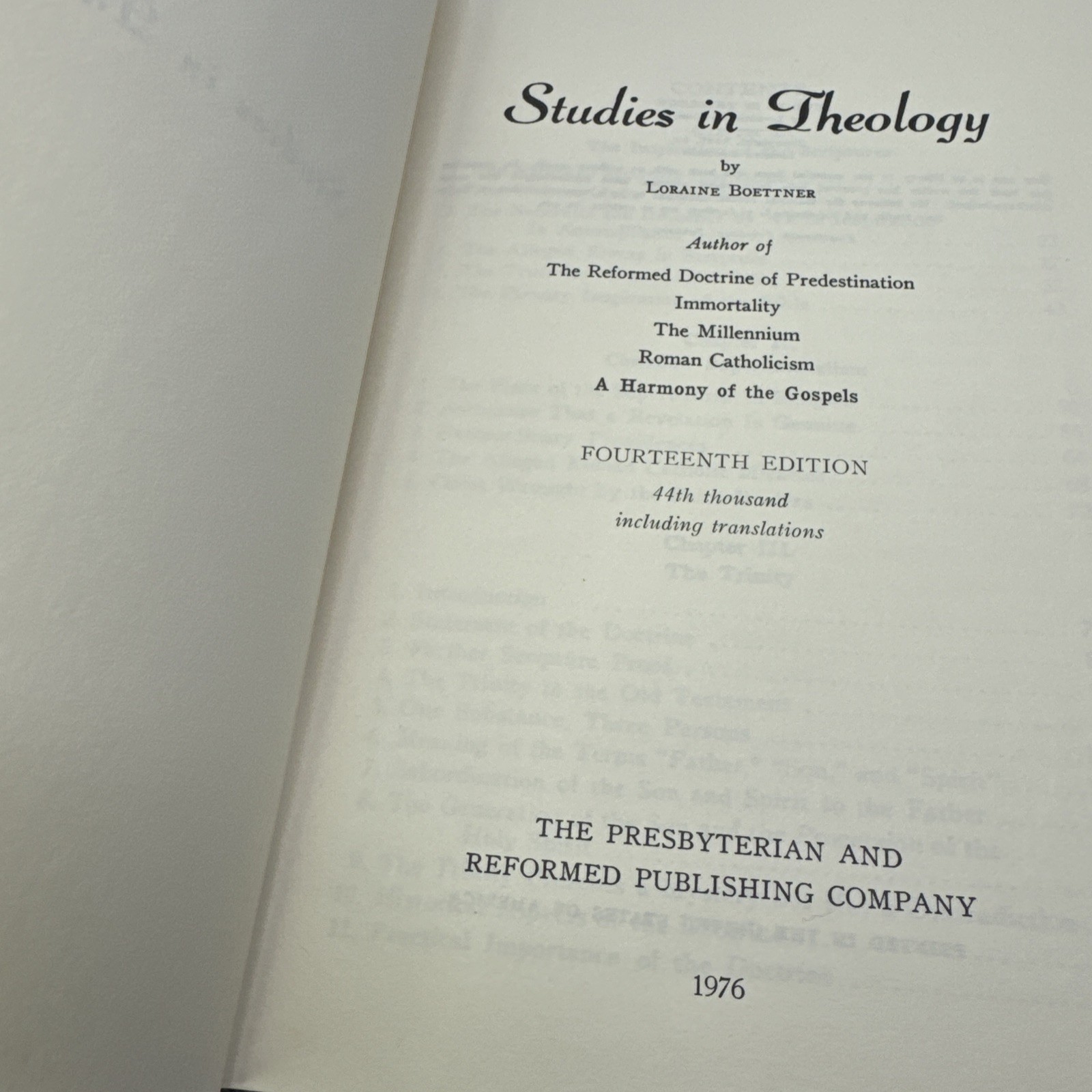 Studies in Theology Loraine Boettner 1977 HC Presbyterian and Reformed Publishin