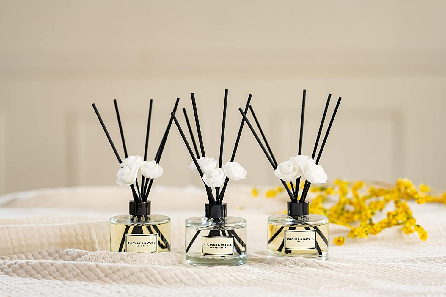 Reed Diffuser Set 6.7Oz (200Ml) Clean Cotton Scented Diffuser with Sticks Home F