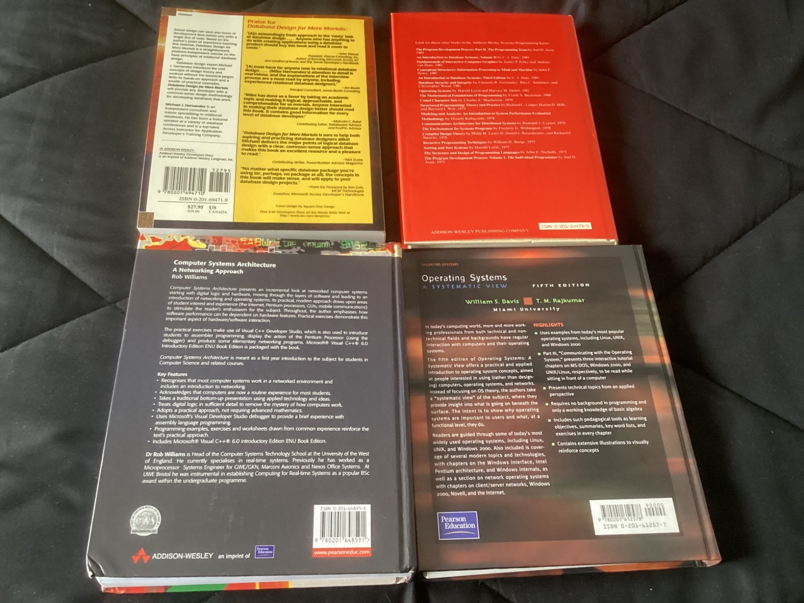 Addison Wesley Lot of 4 Books, Operating Systems