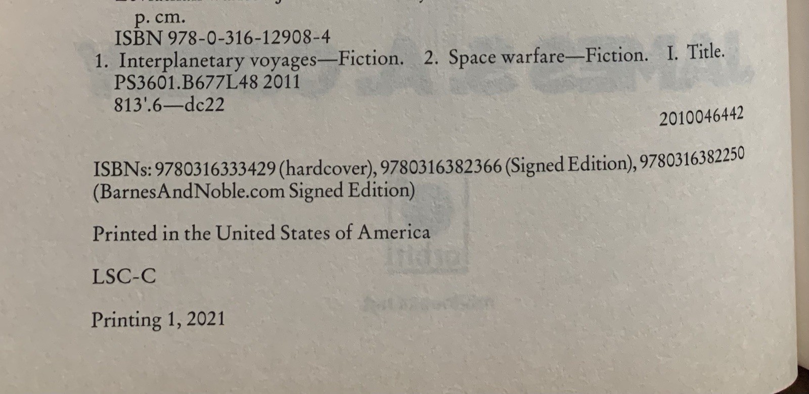Leviathan Wakes (10th Anniversary Edition) by James S. A. Corey 1st/1st