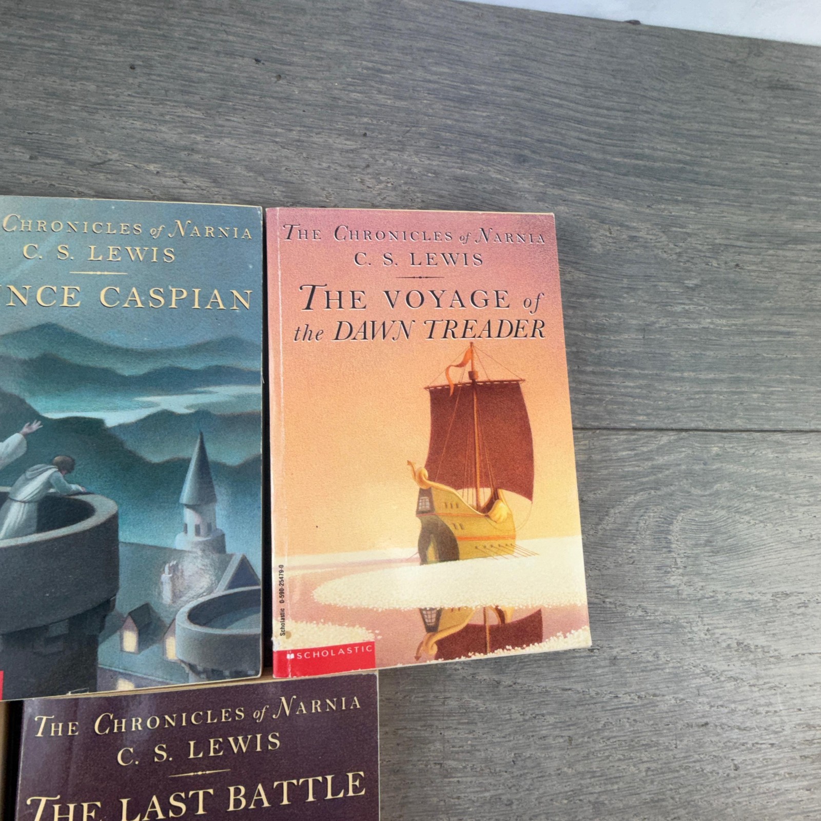 Chronicles Of Narnia C.S. Lewis Lot 5 Scholastic Paperback Books Set Multicolor