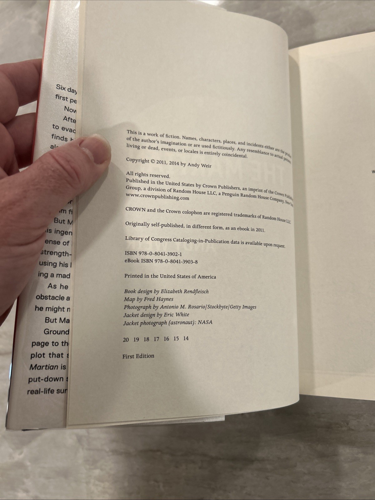 The Martian by Andy Weir (2014, Hardcover) First Edition/Late Print, VG, HC w/DJ