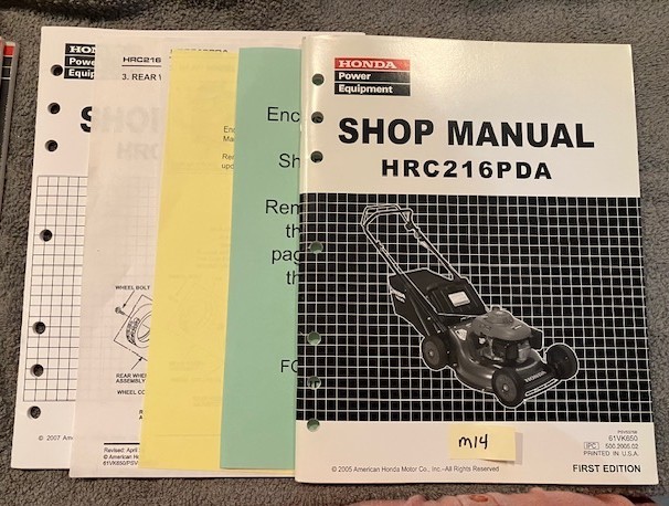 OEM HONDA HRC216PDA ROTARY LAWN MOWER SERVICE MANUAL W/SUPPLEMENTALS CW 2005