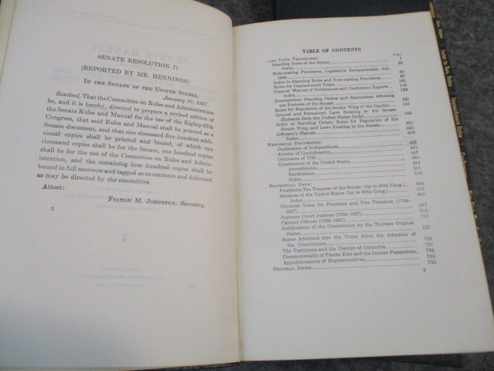 SENATE MANUAL(4) UNITED STATES RULES 1947-57-63-75 -SENATOR JOHN SPARKMAN ESTATE