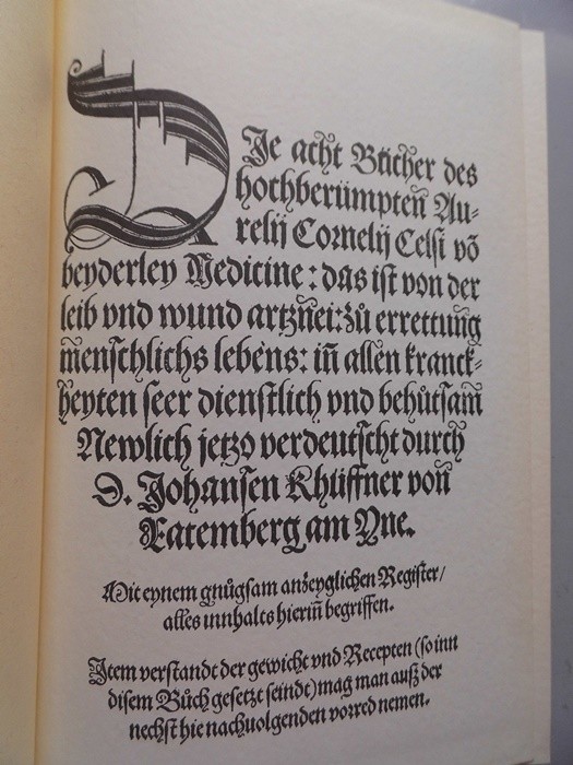Celsus 1531 (Die acht Bücher des hochberühmten Aurelius Cornelius Celsi von beyd
