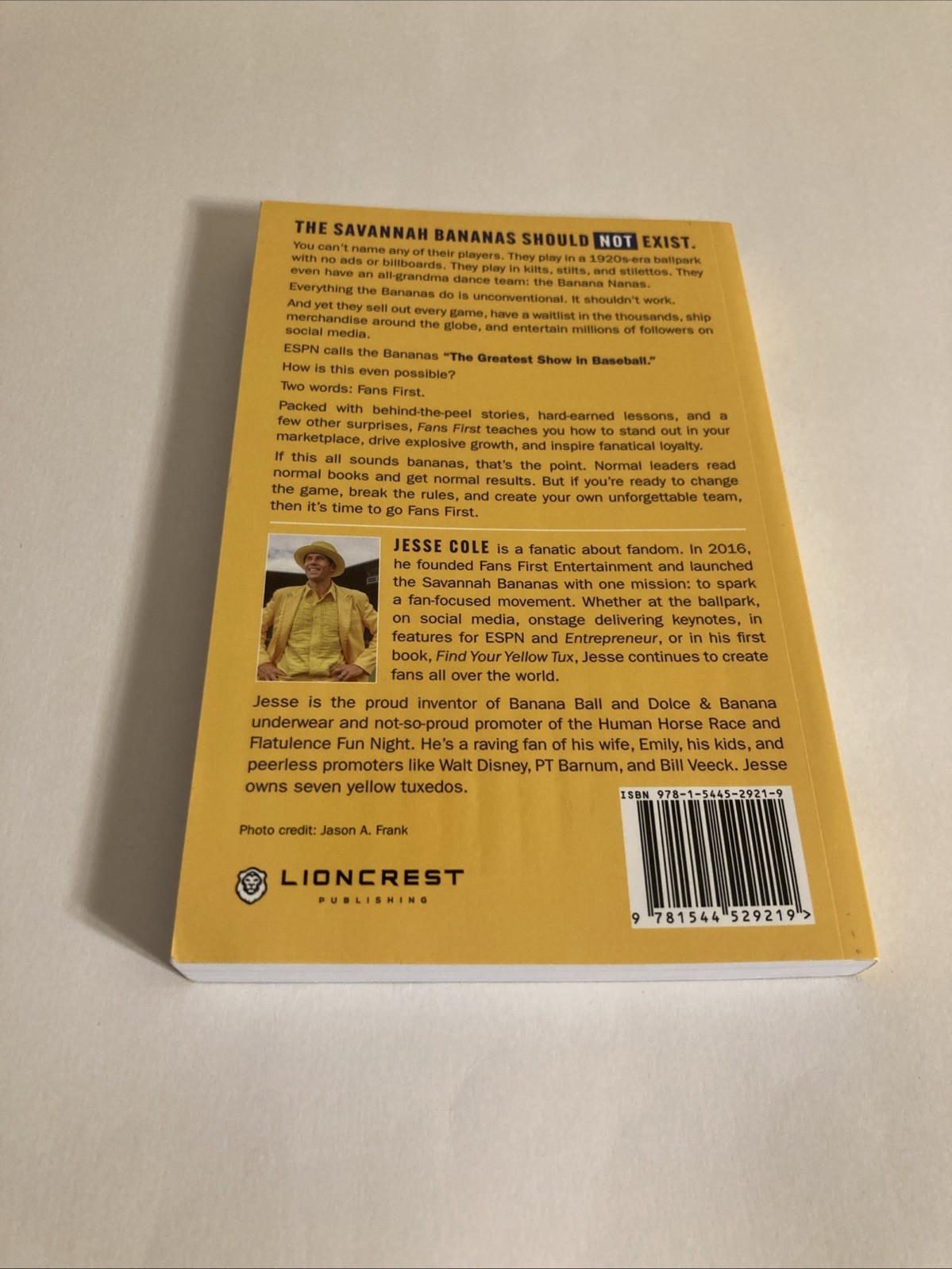 Fans First Paperback Book SIGNED By Jesse Cole Savannah Bananas Story Lioncrest
