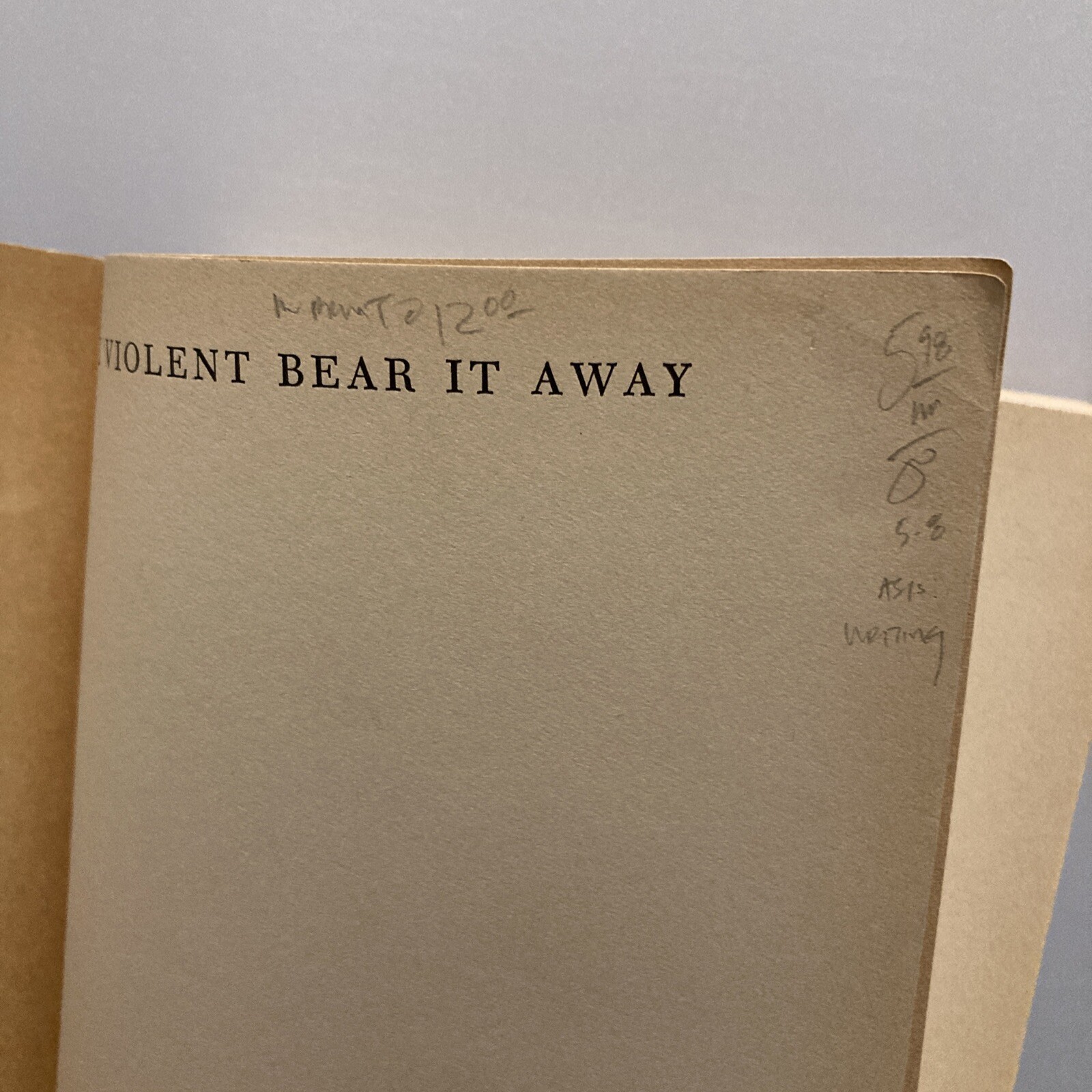 The Violent Bear It Away (Paperback) 1970 by Flannery O’Connor 5th Printing