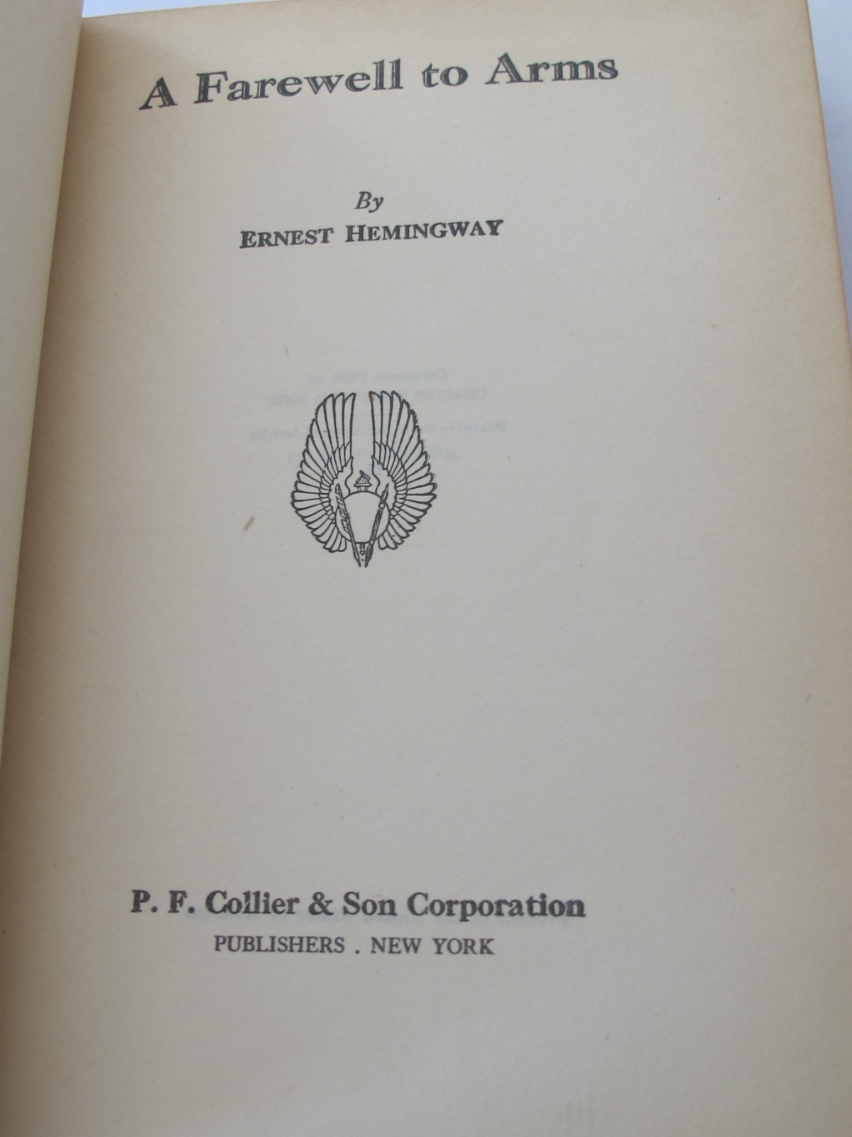 Ernest Hemingway A Farewell to Arms Hardcover 1929 P.F. Collier Collier Series