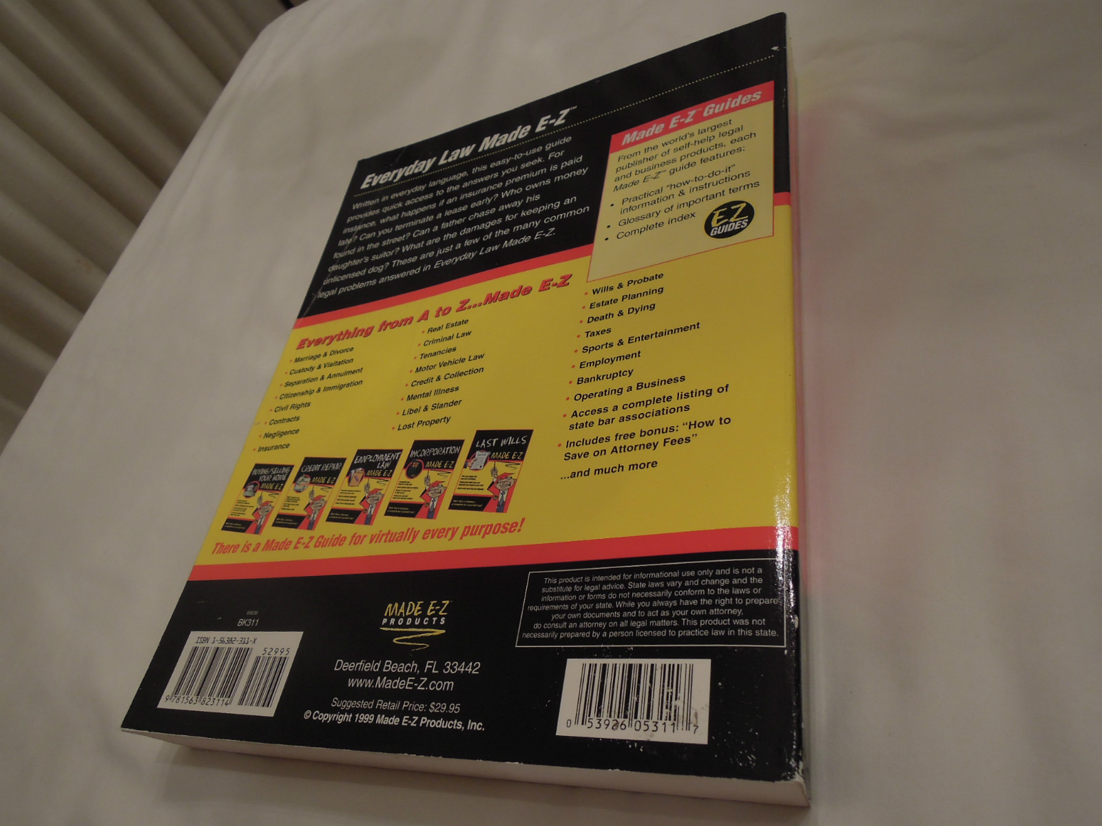 Everyday Law Made E-Z Softcover Book, Brand New, Made in USA Free Shipping
