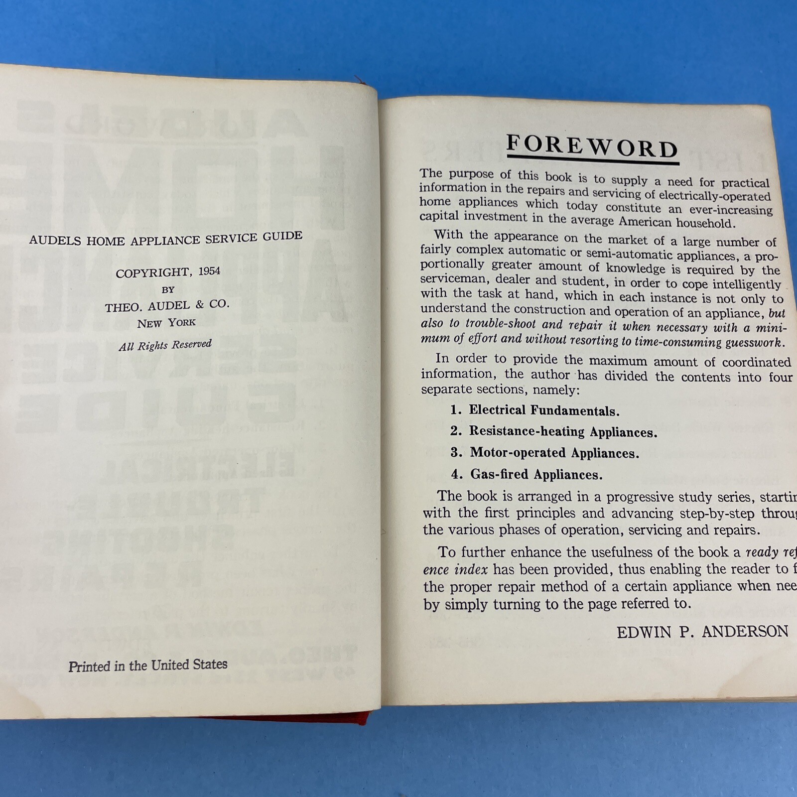 Audel’s Home Appliance Service Guide: Electrical Trouble Shooting Repairs 1954