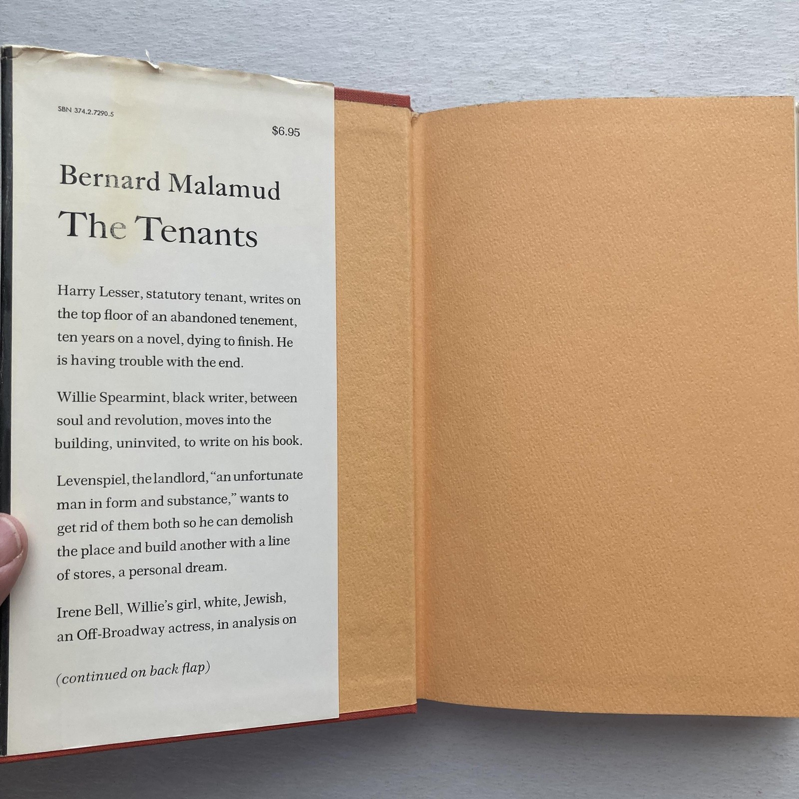 Vintage The Tenants Bernard Malamud 1971 First Printing Hardcover w/ Dust Jacket