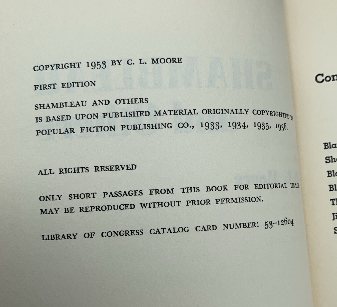 Shambleau And Others By CJ Moore – 1953 (Stated 1st Edition) Hardcover W/ DJ
