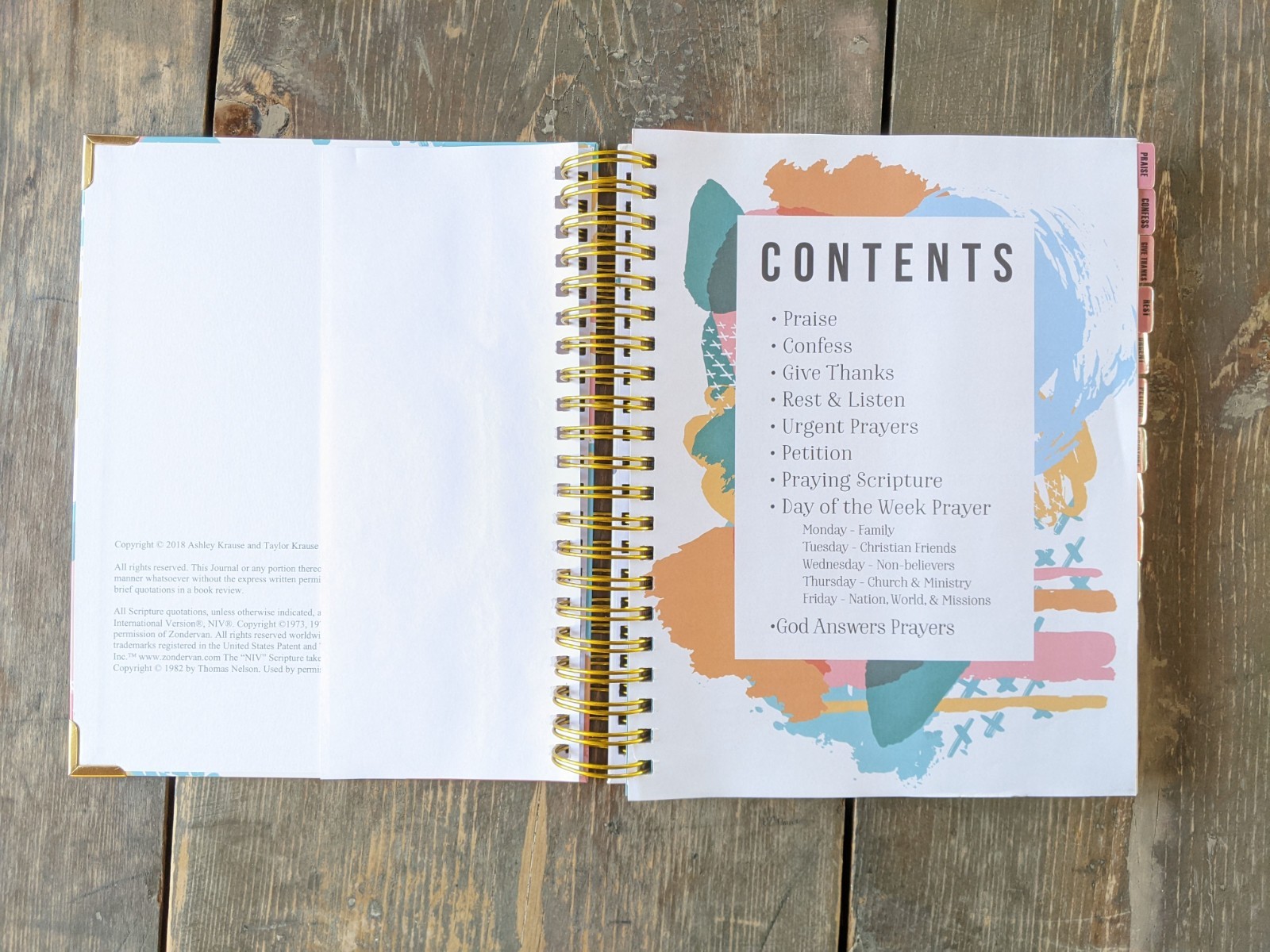 Coffee & Bible Time Prayer Journal with Sticky Notes & Gold Spiral Binding