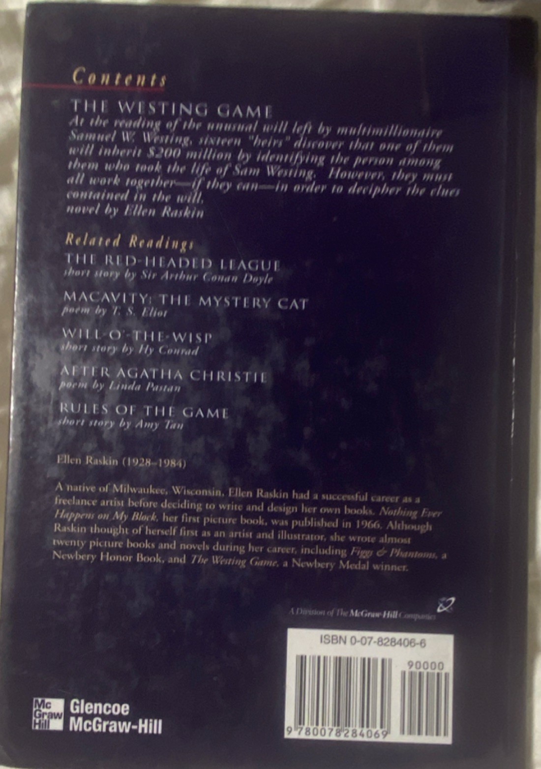 The Westing Game with Related Readings by Ellen Raskin, Hardcover, Mystery 2002
