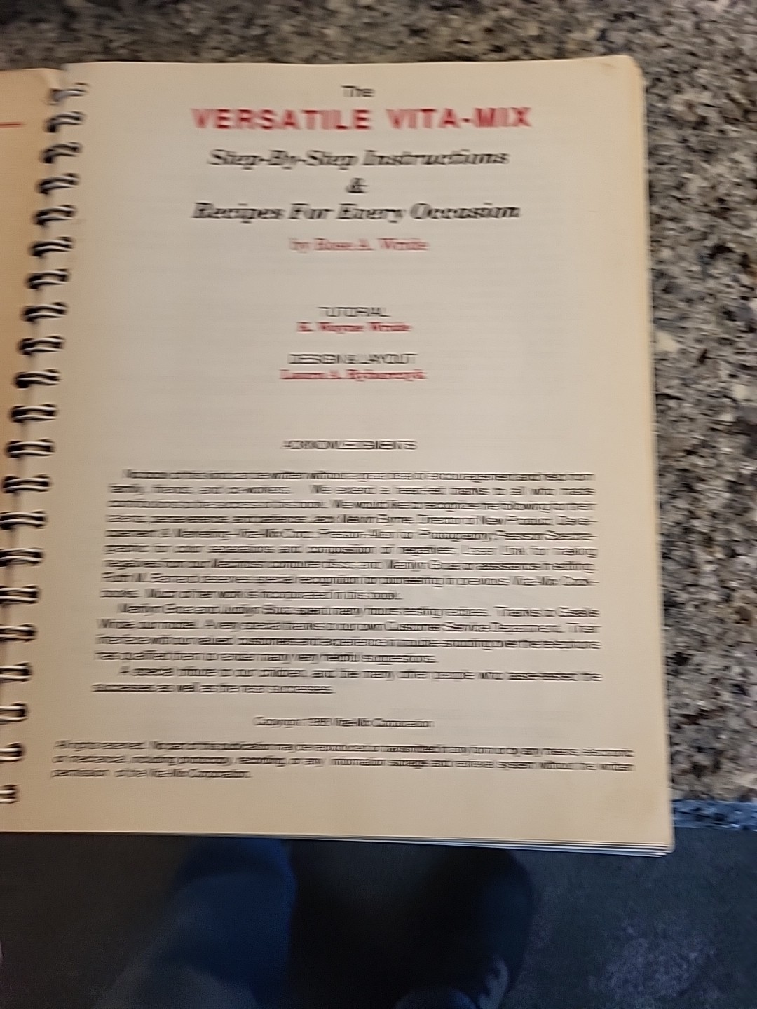 The Versatile Vita-Mix Recipe Book Vitamix Foods for Every Occasion 1993 Health