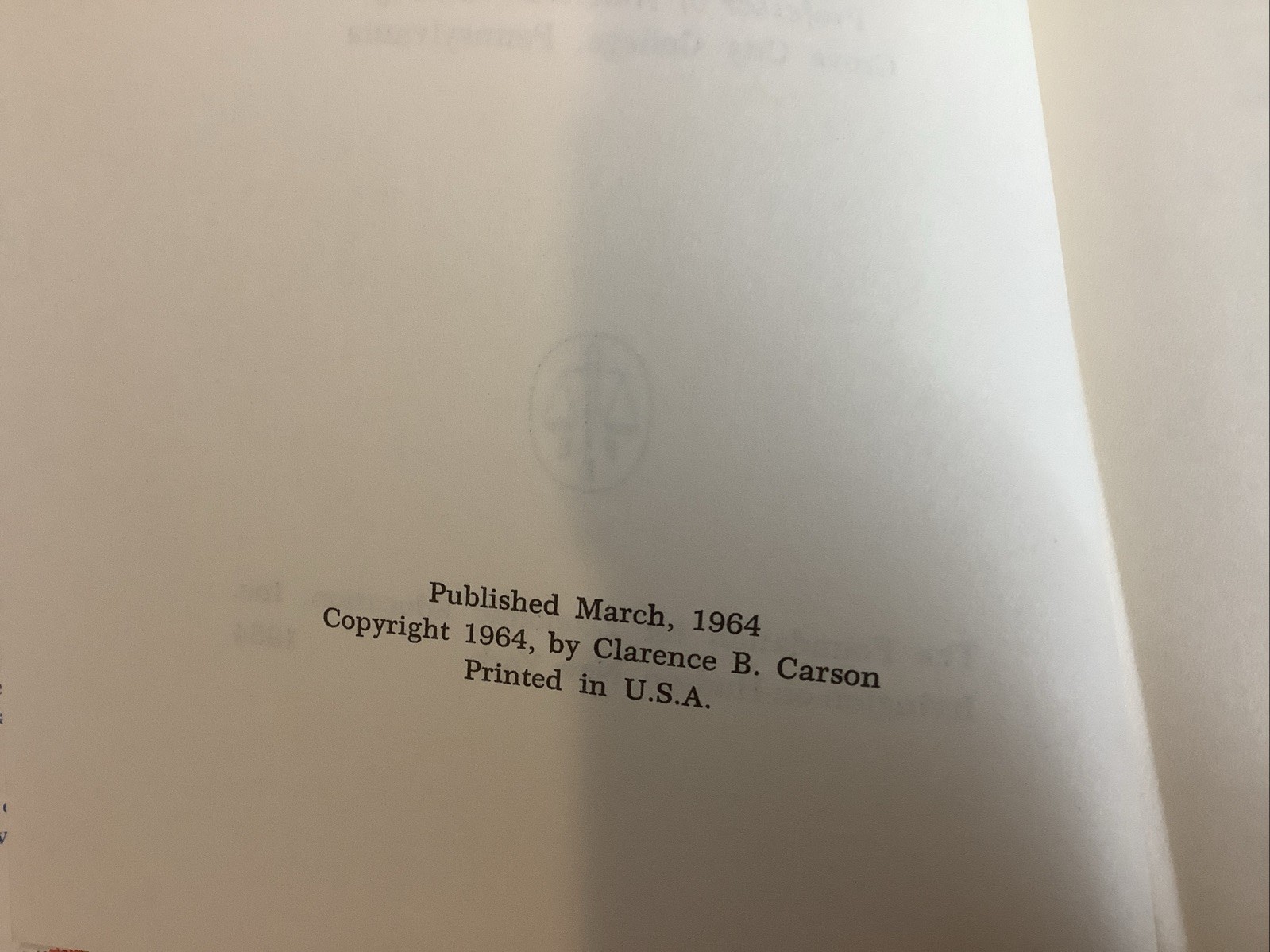 The American Tradition By Clarence Carson 1964 Hardcover Very Good