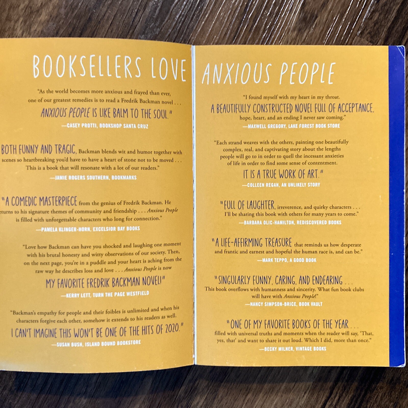 *ARC / Uncorrected Proof* Anxious People – Fredrik Backman (Atria, 2020)