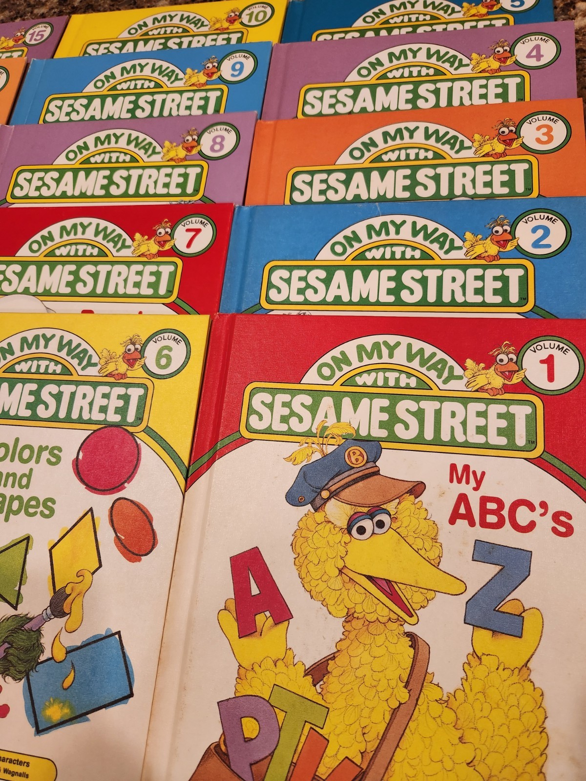 1989 On My Way w/ Sesame Street Library Complete 15 Volume Set, Big Bird Stand