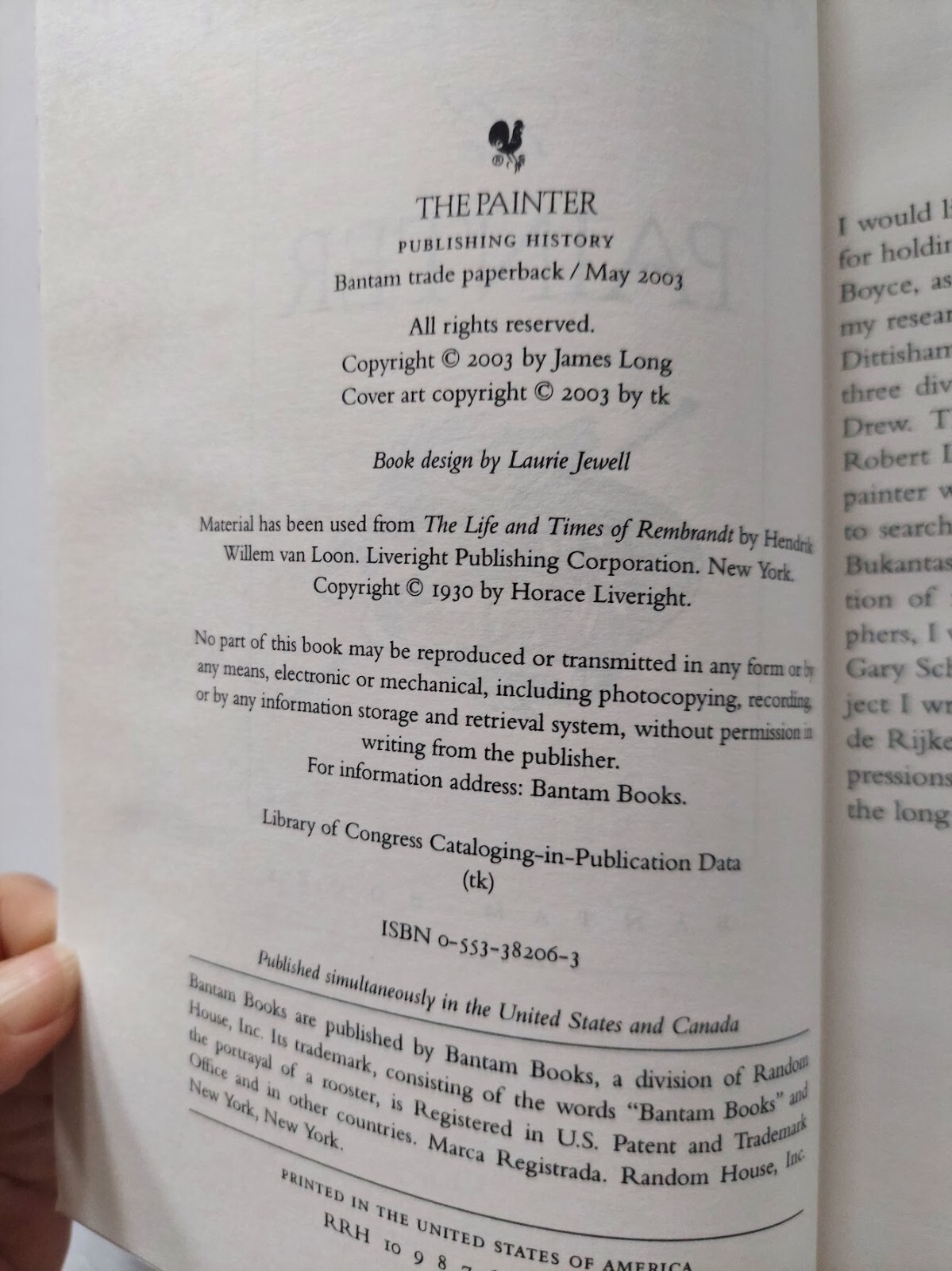 The Painter by Will Davenport Bantam Books 2003 Uncorrected Proof ARC