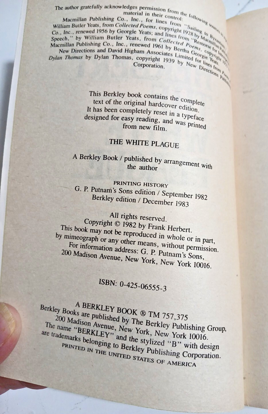 The White Plague Science Fiction Paperback Book by Frank Herbert Berkley 1983