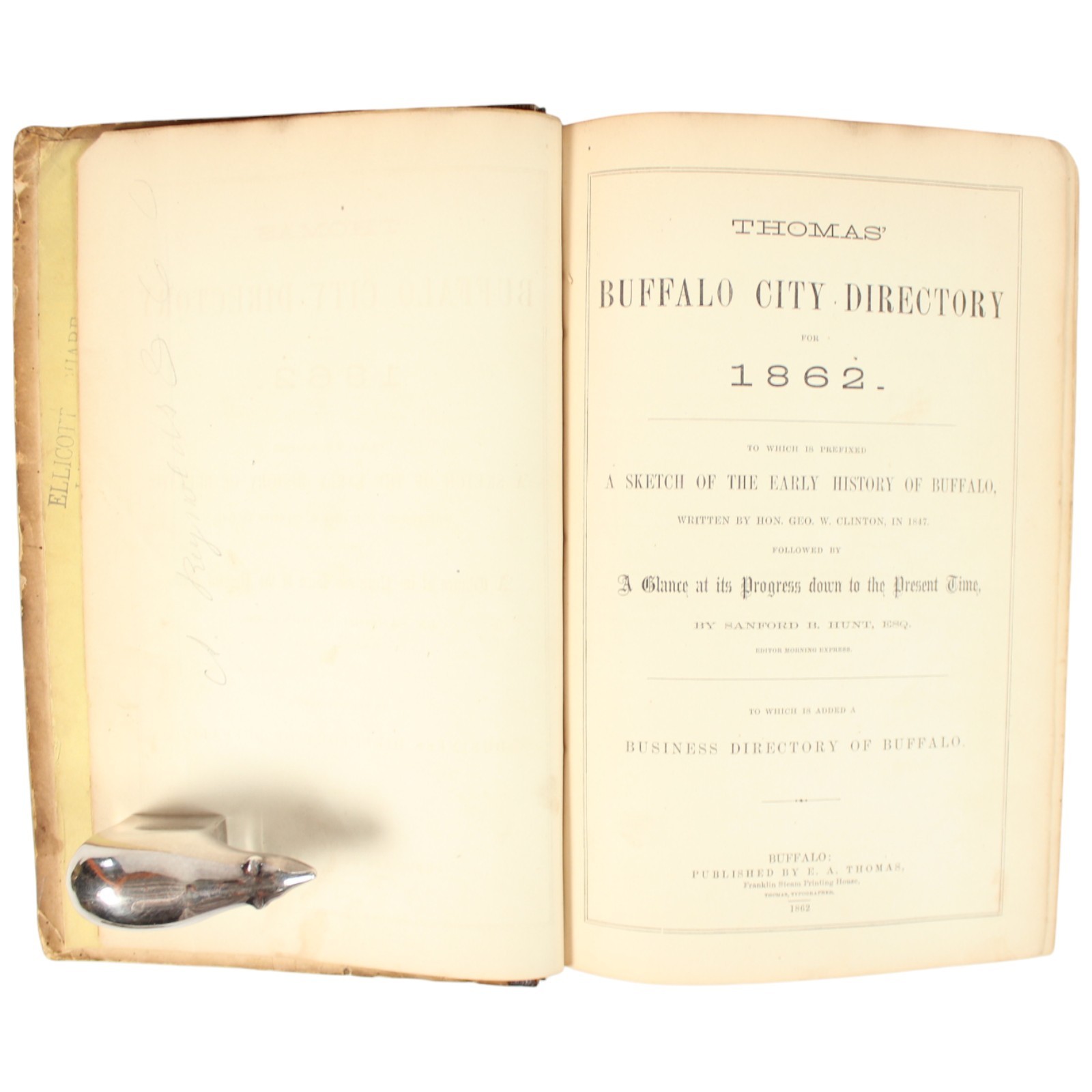 1862 CIVIL WAR BUFFALO Directory Underground Railroad GROVER CLEVELAND Fillmore