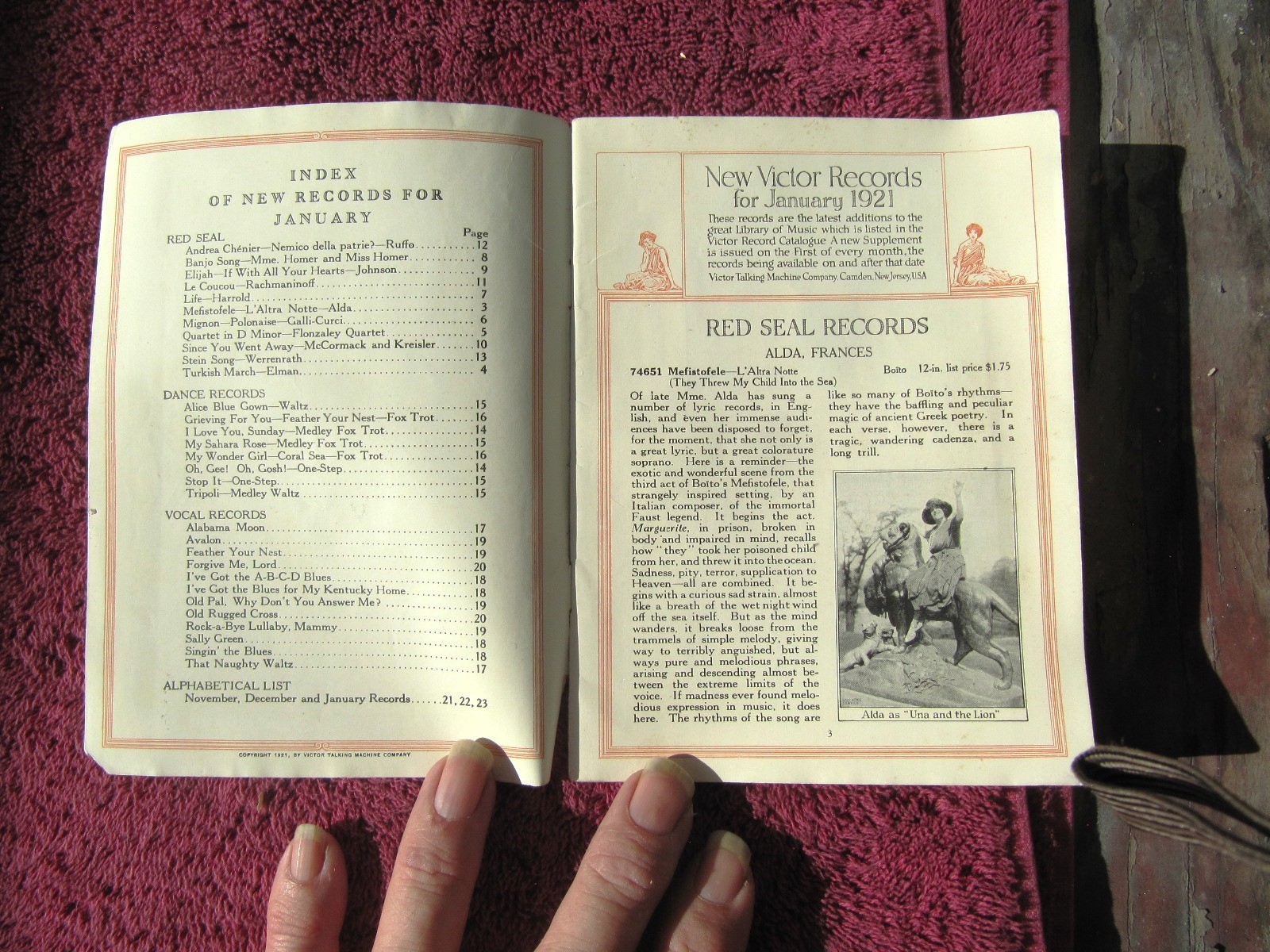 New VICTOR RECORDS Jan 1921 RACHMANINOFF Flonzaley Victrola Supplement CATALOG