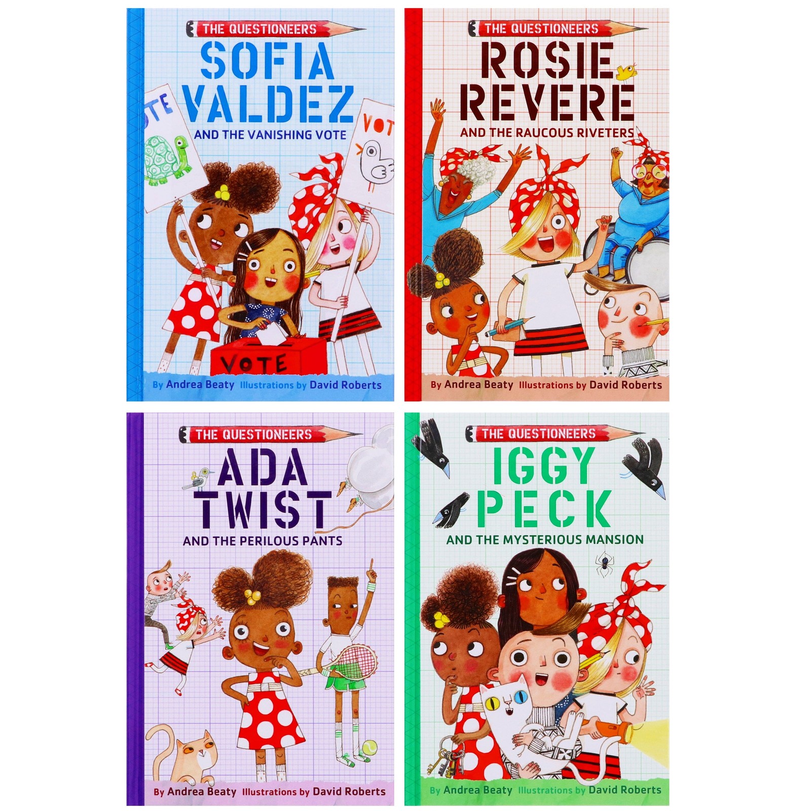Questioneers Chapter 4 Books Hardback Set – Ages 6-9 – By Andrea & David Roberts