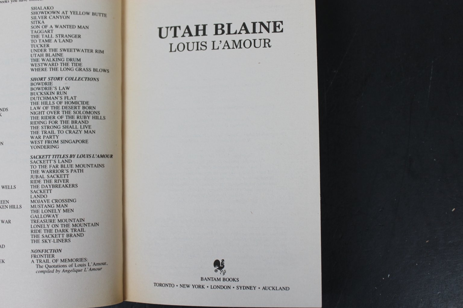 Utah Blaine Louis L’Amour 1988 Bantam Edition Western Adventure Paperback PB VG