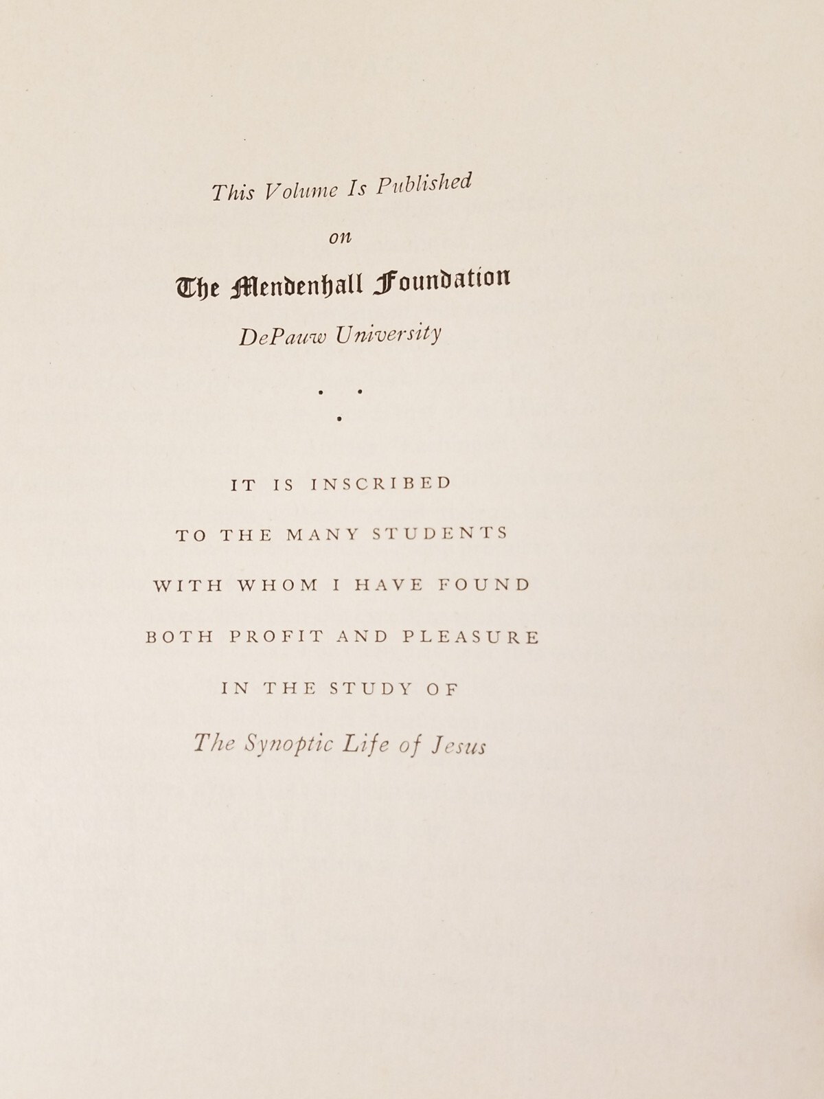 A Syllabus and Synopsis of the First Three Gospels by Walter Bundy 1932