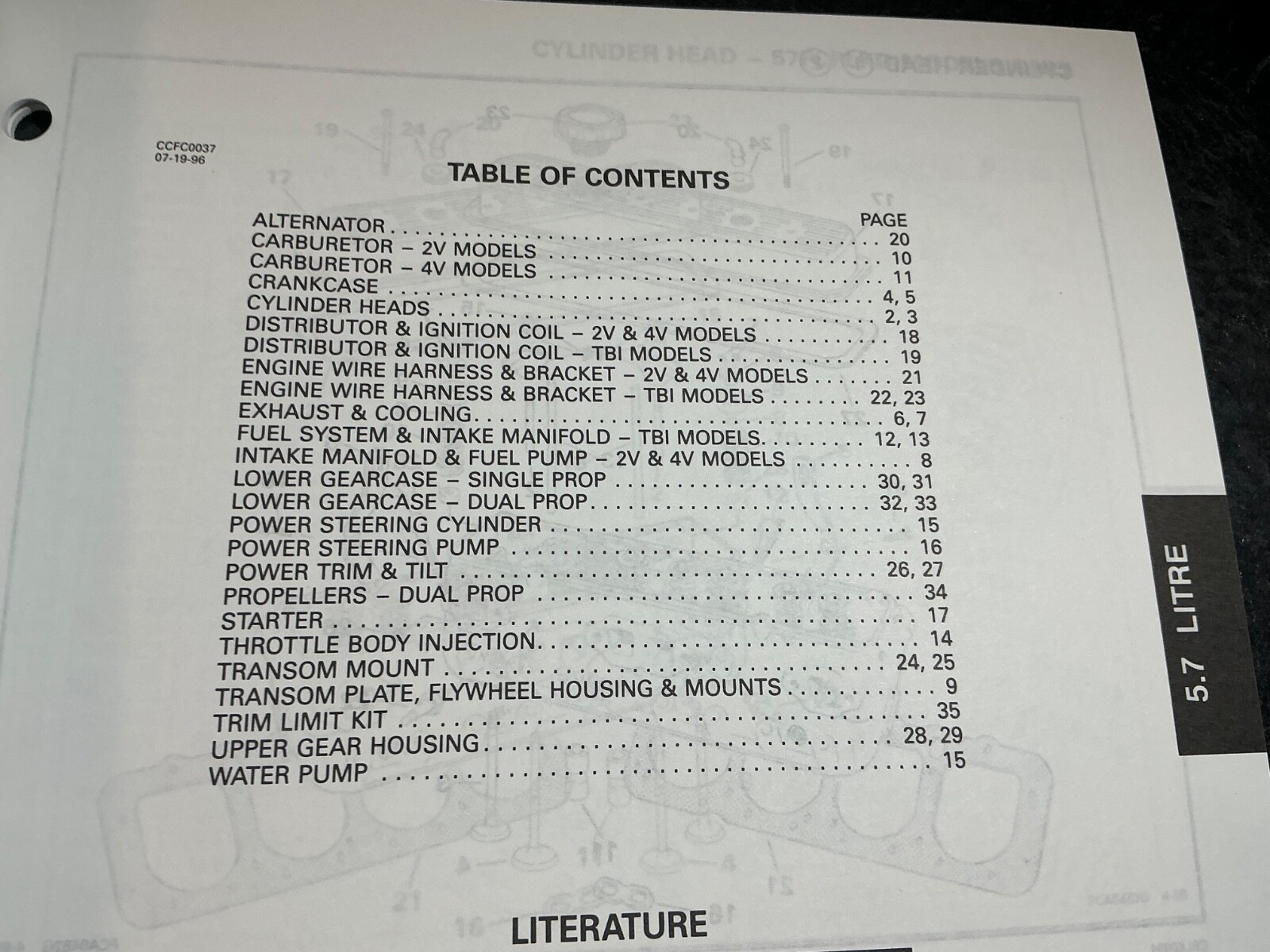 1997 OMC 5.7L 350 C.I. GM V8 Stern Drive Models Parts Catalog