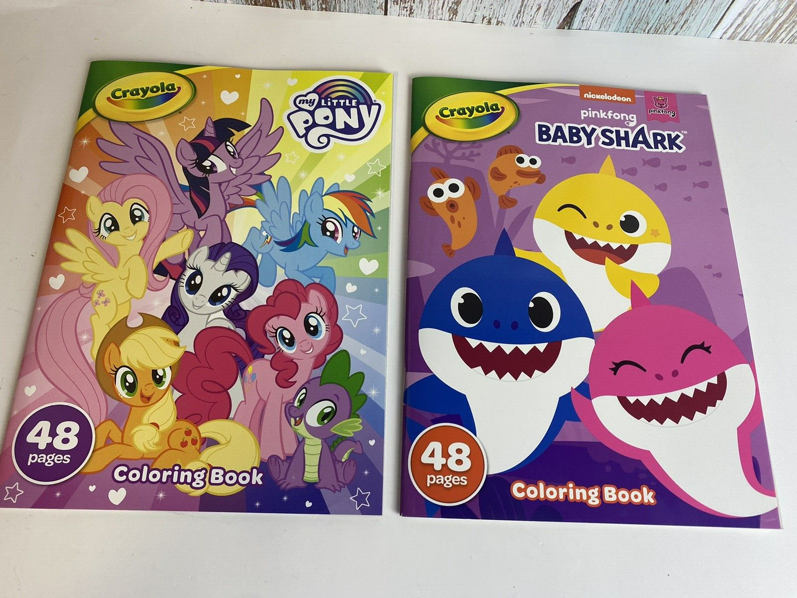 Lot of 2 Crayola My Little Pony and Baby Shark Coloring Books 48 Pages Each New