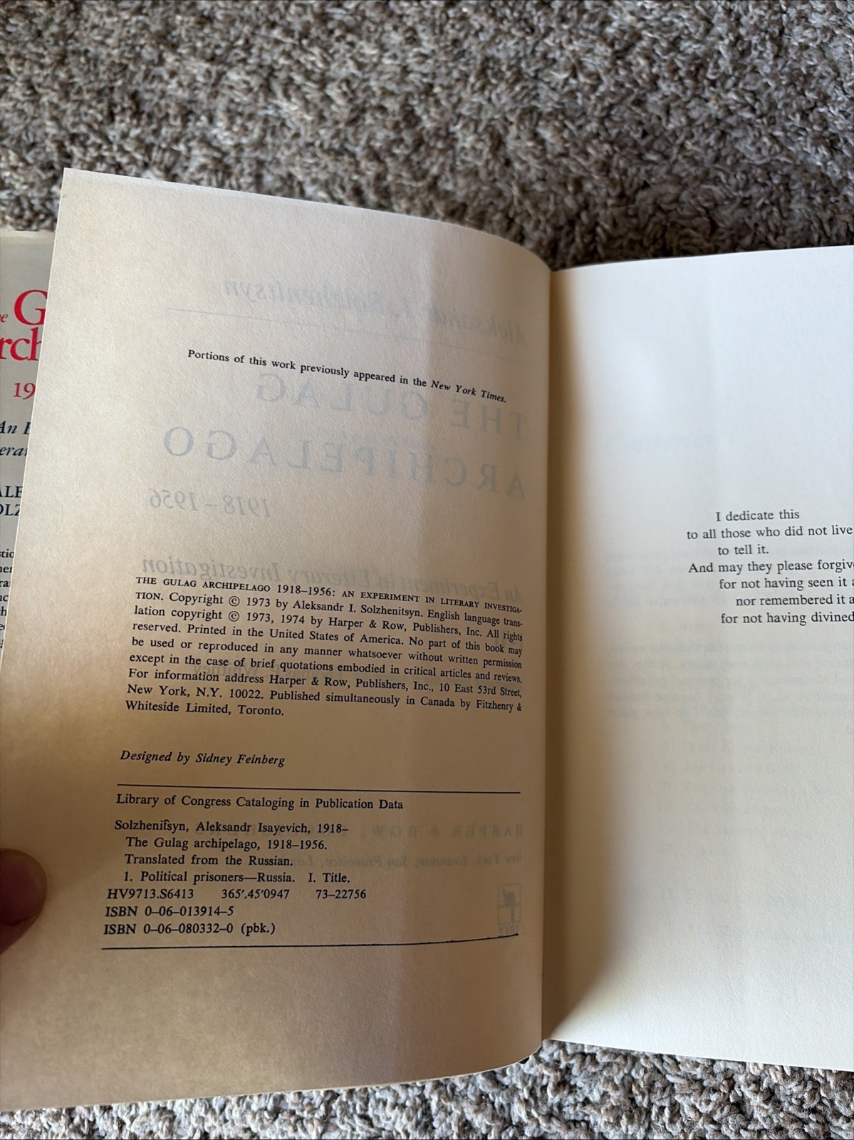 The Gulag Archipelago Set Vol. 1 & 2 by Aleksandr I. Solzhenitsyn 1st Edition