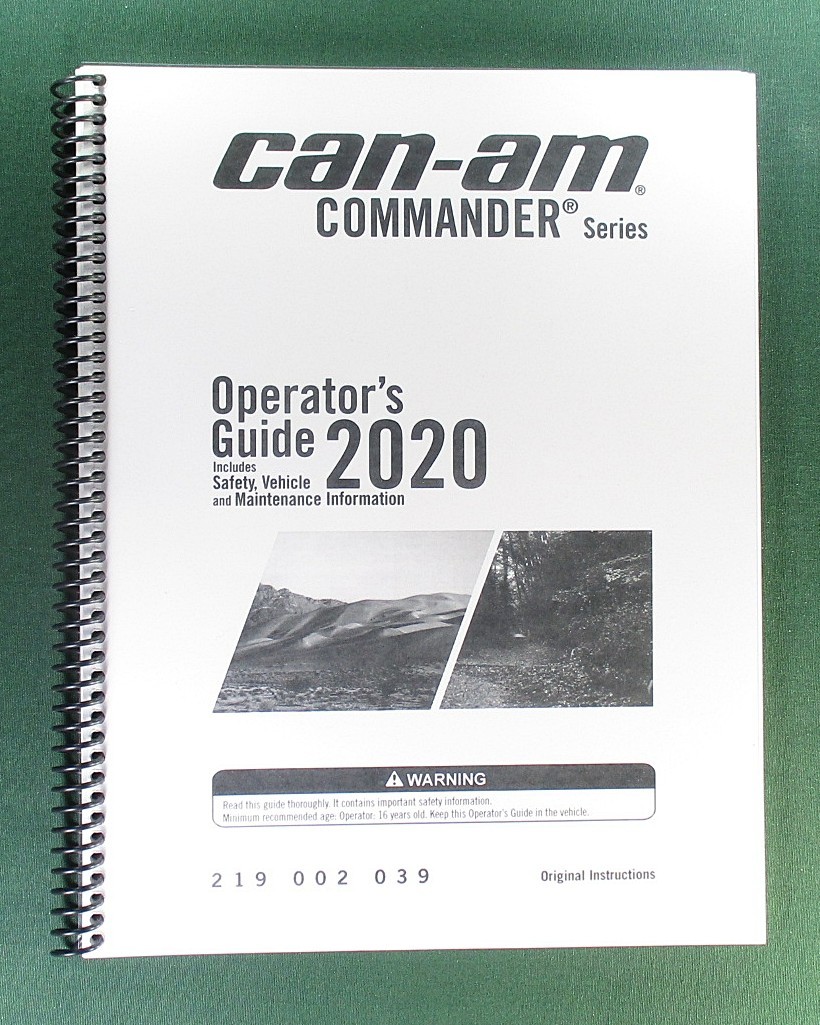 2020 Can-Am Commander XT 800R Owner’s Manual: 187 Pages & Clear Covers