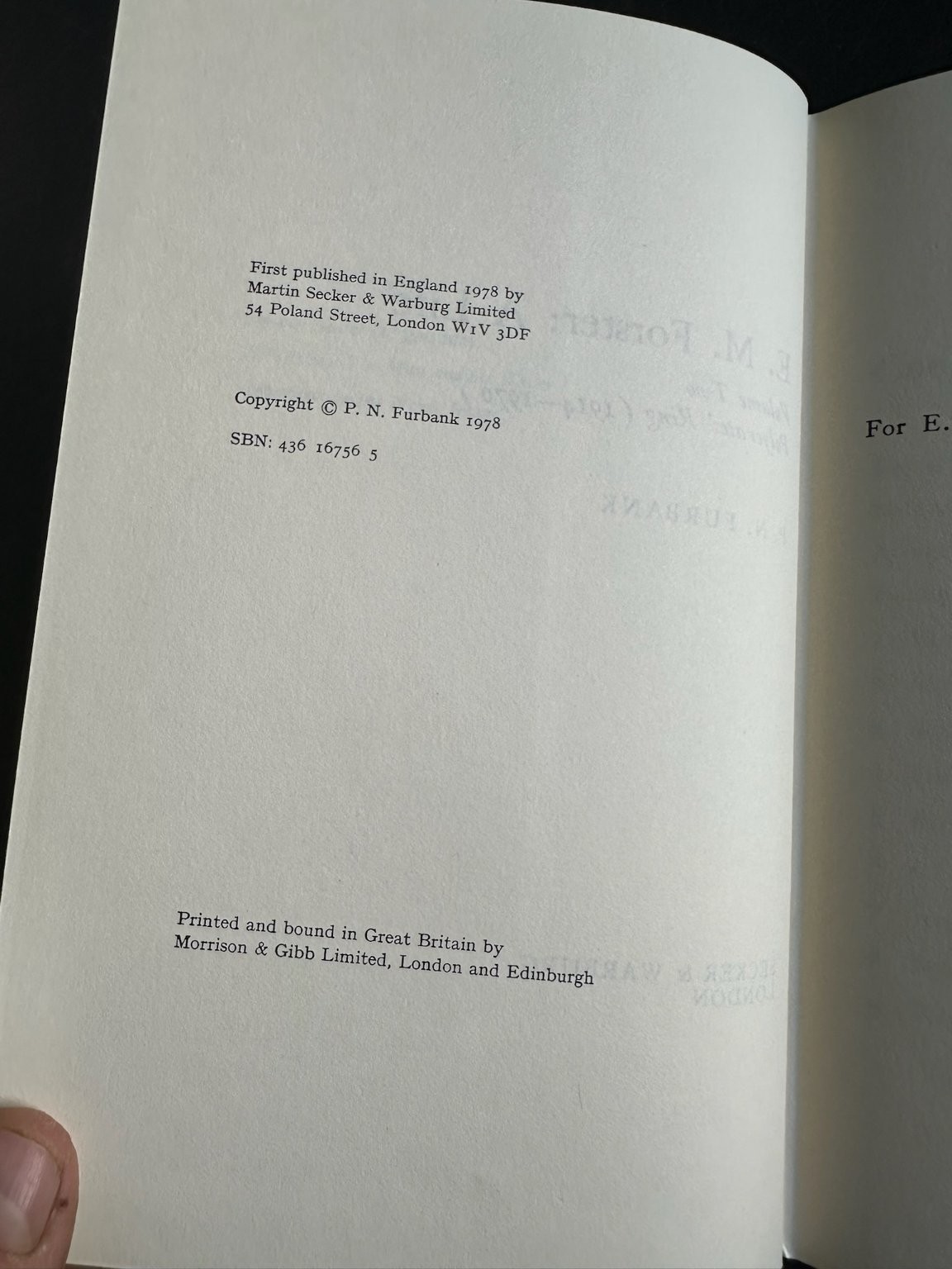 E. M. Forster A Life Vol Two Furbank 1978 First Edition Biography Secker &
